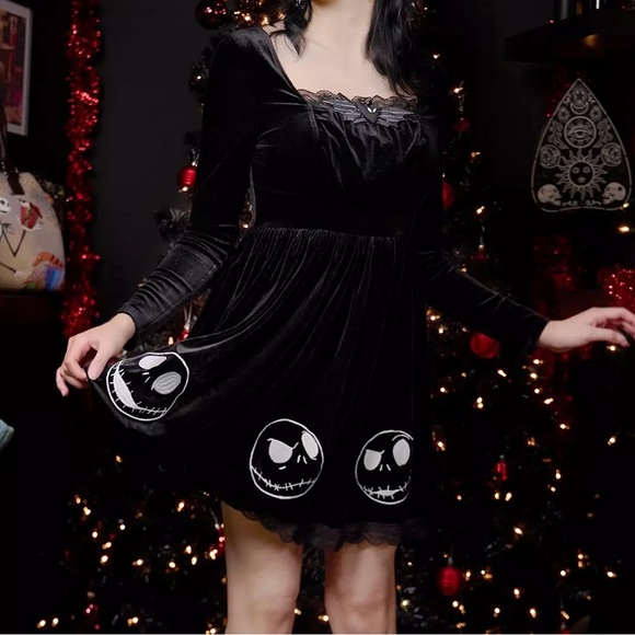The Nightmare Before Christmas Jack Velvet Dress Hot Topic Halloween - Picture 1 of 3